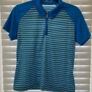 Nike Golf Dri-Fit Polo 1/4 Zipper Blue Striped Womens size Medium M